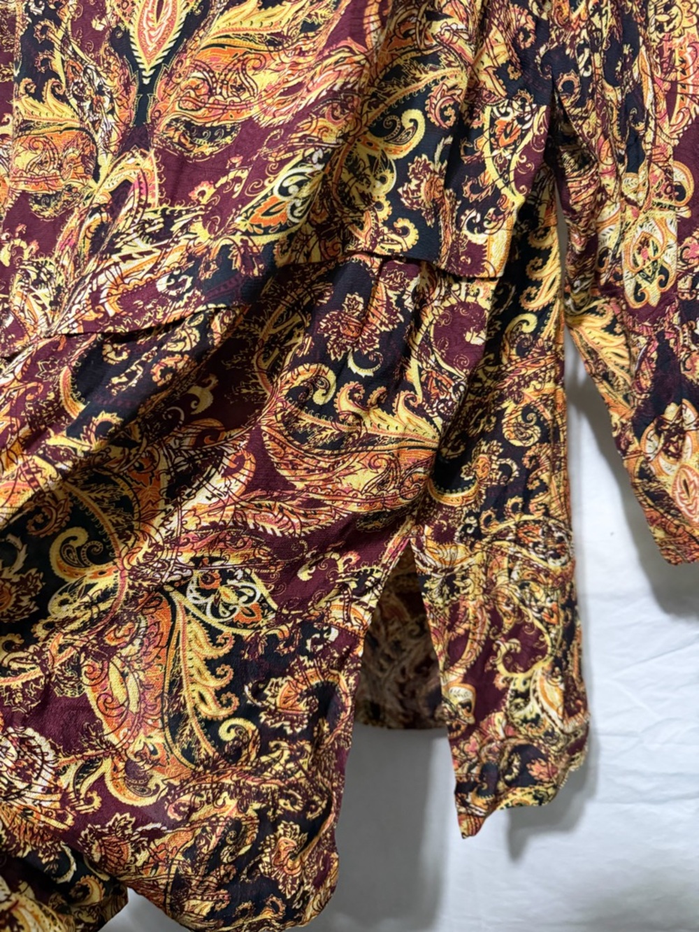 J. Jill Burgundy and Gold Paisley A-Line Long Sleeve Tunic Dress Size 2X - Picture 5 of 8
